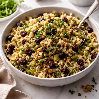 Image of Quinoa Stuffing with Leeks Walnuts and Cherries