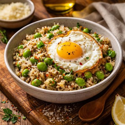 Image of Quinoa with Edamame Parm and Egg