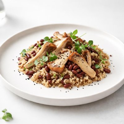 Image of Quinoa with Oyster Mushrooms and Adzuki Beans