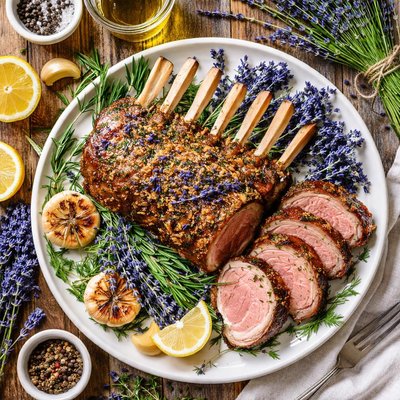 Image of Rack of Lamb with Lavender Yes Lavender from Your Garden