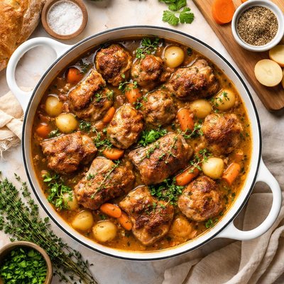 Image of Ragot De Pattes De Cochon Pork Stew with Meatballs