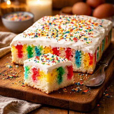 Image of Rainbow Poke Cake