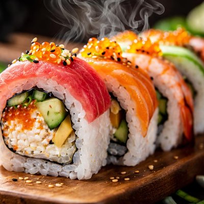 Image of Vegetarian Rainbow Roll Sushi