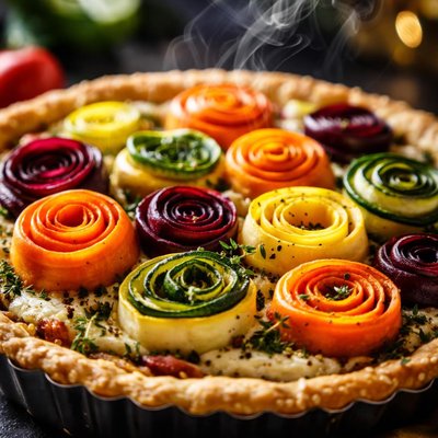 Image of Rainbow Rose Veggie Tart