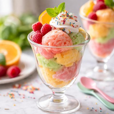 Image of Rainbow Sherbet Ice Cream Parfait Africa