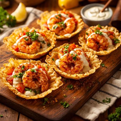 Image of Ranch Dusted Shrimp on Crisped Cheese Shells Rsc