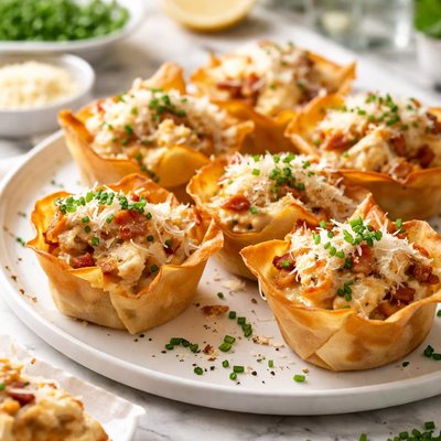 Image of Ranched Up Chicken Bacon Parmesan Cups with Fresh Chives Rsc