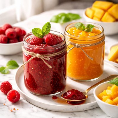 Image of Raspberry and Mango Jam