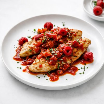 Image of Raspberry and Roasted Red Pepper Chicken Fillets