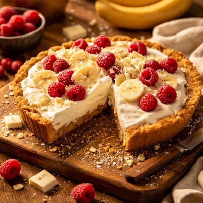 Image of Raspberry Banana White Chocolate Pudding Pie