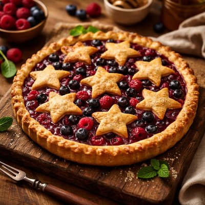 Image of Raspberry Blueberry Star Tart