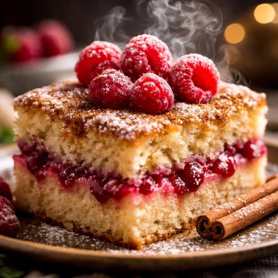 Image of Raspberry Cinnamon Sponge Dessert