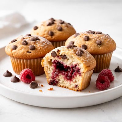 Image of Raspberry Filled Chocolate Chip Muffins
