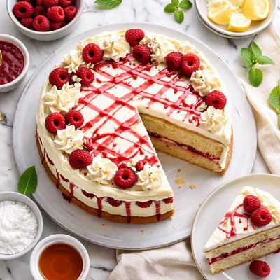 Image of Raspberry Laced Vanilla Cake