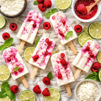 Image of Raspberry Lime Coconut Freezer Pops