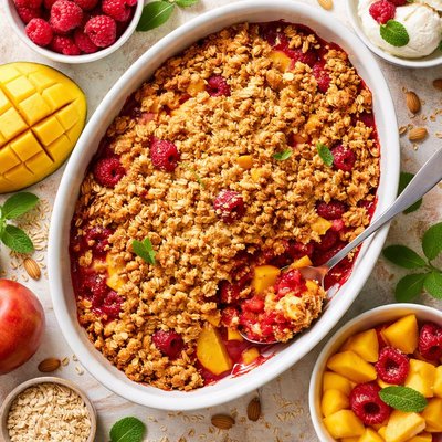 Image of Raspberry Nectarine and Mango Crumble