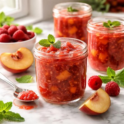 Image of Raspberry Peach Freezer Jam