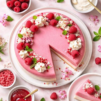 Image of Raspberry Pink Velvet Gelatin Yogurt Mousse