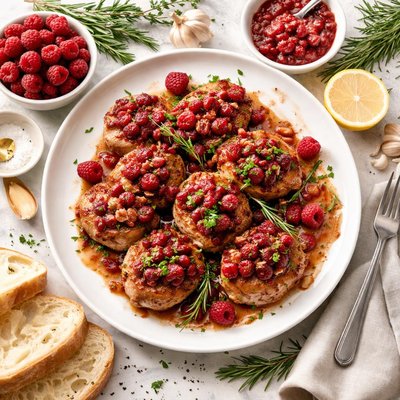 Image of Raspberry Rosemary Sauce on Pork Medallions
