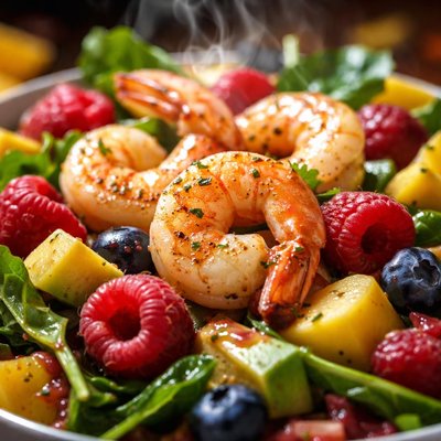 Image of Raspberry Shrimp and Fruit Salad