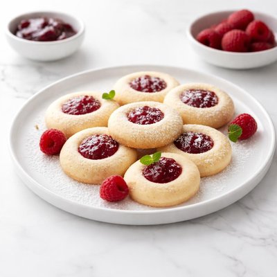 Image of Raspberry Thumbprint Butter Cookies
