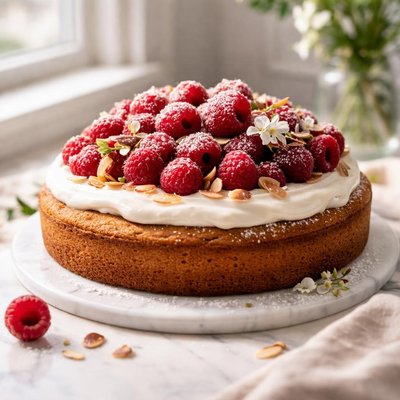 Image of Raspberry Topped Almond Cake
