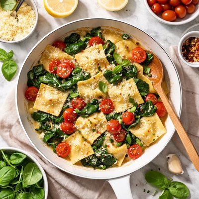 Image of Ravioli and Spinach Supper