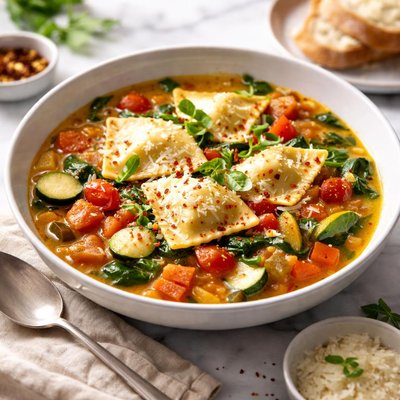 Image of Ravioli and Vegetable Soup