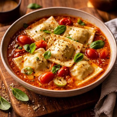 Image of Ravioli in Ginger Tomato Broth
