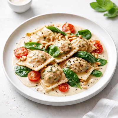 Image of Whole30 Ravioli with Cream Sauce