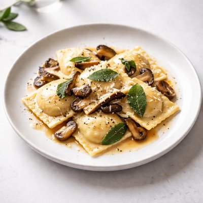 Image of Ravioli with Mushrooms and Sage in Browned Butter