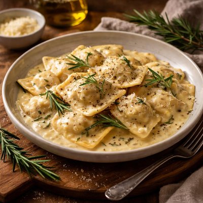 Image of Ravioli with Rosemary Cream Sauce