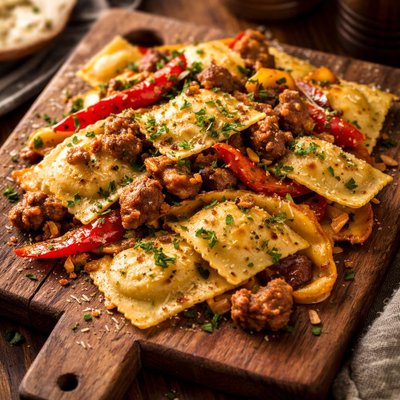 Image of Ravioli with Sausage and Peppers