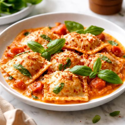 Image of Ravioli with Tomato Basil Cream