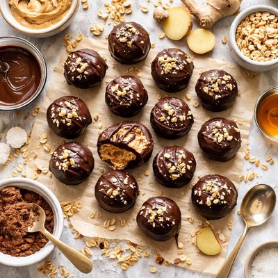 Image of Raw Chocolate Ginger Peanut Butter Truffles