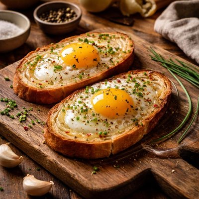 Image of Raw Eggs on Toast
