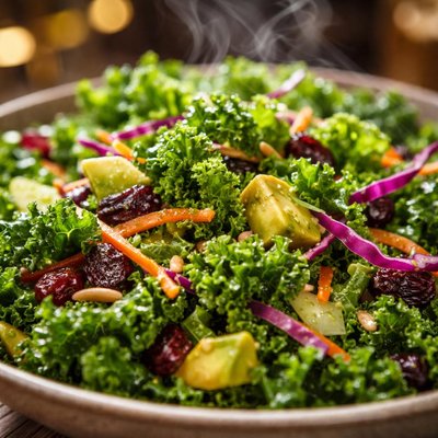 Image of Raw Kale Salad with Lemon Honey Vinaigrette