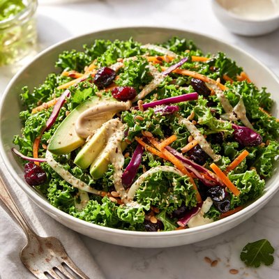 Image of Raw Kale Salad with Tahini Dressing