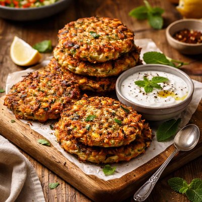 Image of Ready Set Cook Veggie Fritters with Minted Yoghurt