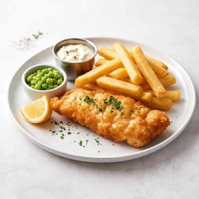 Image of Real English Fish and Chips with Yorkshire Beer Batter