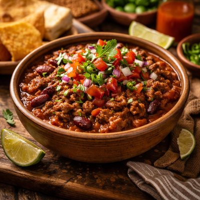Image of Really Old Fashioned Chili with Salsa Cruda