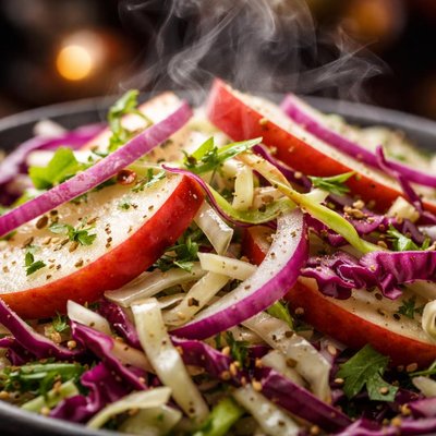 Image of Red Apple Onion and Cabbage Salad