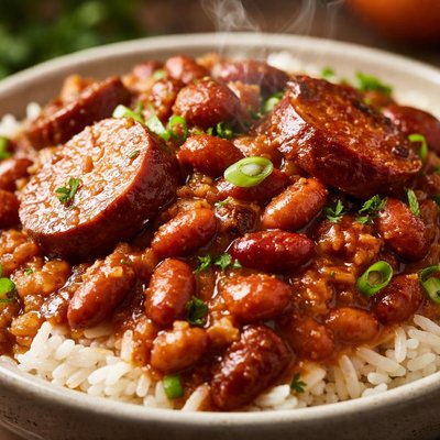 Image of Red Beans and Rice with Smoked Sausage New Orleans Style