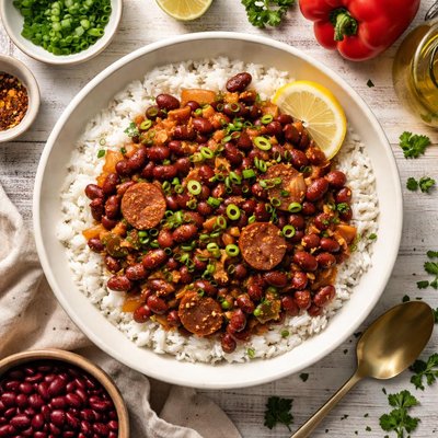 Image of Red Beans Served with Rice