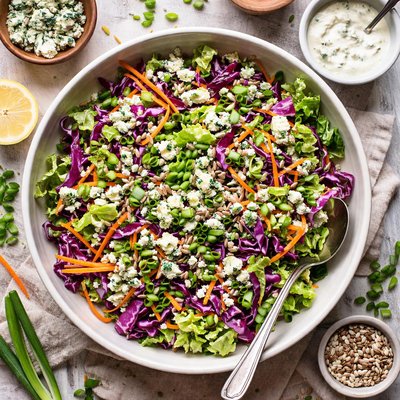 Image of Red Cabbage and Romaine Coleslaw with Blue Cheese Dressing
