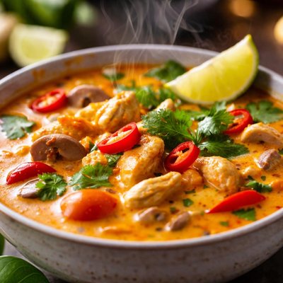 Image of Red Curry Coconut Chicken Soup