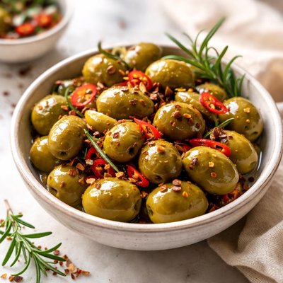 Image of Red Hot Green Olives