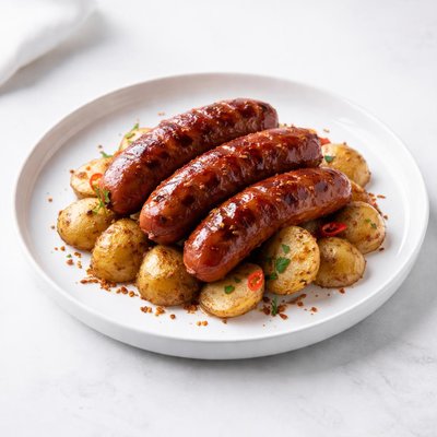 Image of Red Hot Sausage and Potatoes