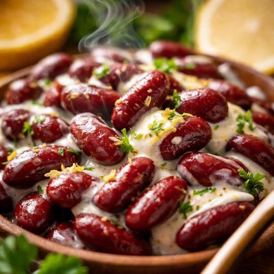 Image of Red Kidney Beans with Honey Lemon Yogurt Sauce