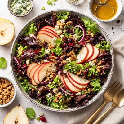 Image of Red Leaf Pear and Walnut Salad